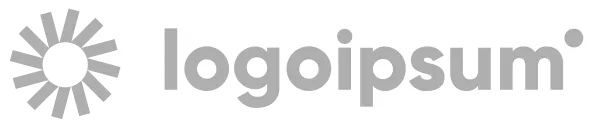 Logo with a circular sunburst icon and the text 'logoipsum' in lowercase letters.